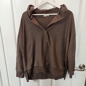 Maurices Women's Brown Hooded Henley